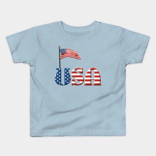 USA Patriotic Flag and Fireworks Kids T-Shirt